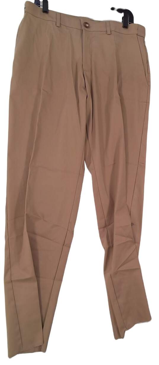 NWT Mens Khaki Flat Front Straight Leg Casual Dress Pants image number 1