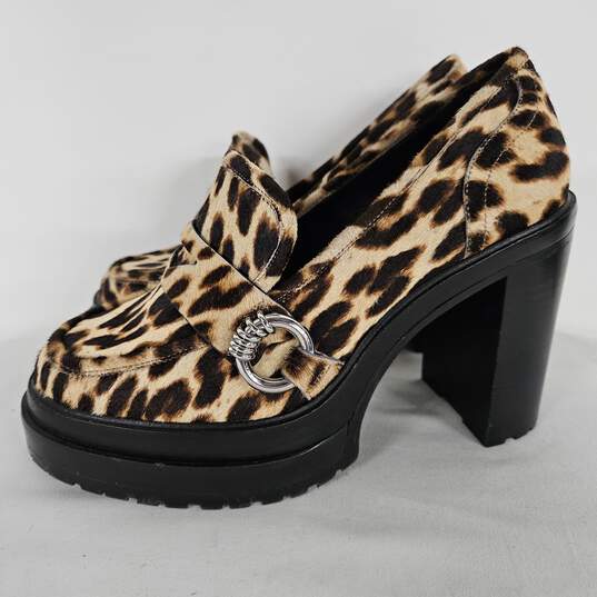 Gianni Bini Maxxwelle leopard print faux calf hair platform loafers with lug sole image number 2