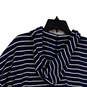 Womens Navy White Striped Drawstring Long Sleeve Pullover Hoodie Size 2X image number 4