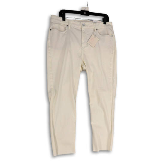 NWT Womens White Denim Light Wash Pockets Straight Leg Jeans Size 16 image number 1