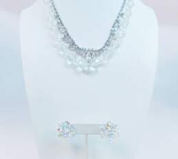 Vintage Icy Rhinestone & Aurora Borealis Clip-On Earrings & Necklaces 65.7g