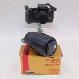 Pentax SF1 SLR 35mm Film Camera W/ 50mm & Sigma 70-300mm DL Macro Super Lenses