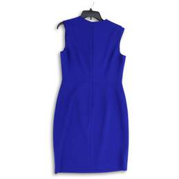 NWT Anne Klein Womens Blue Lace Round Neck Back Zip Sheath Dress Size 8 alternative image