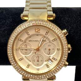Designer Michael Kors MK-5354 Gold Tone Rhinestone Analog Quartz Wristwatch