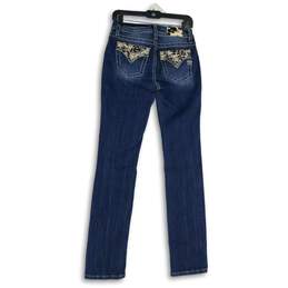 Womens Dark Blue Sequins Denim 5-Pocket Design Straight Leg Jeans Size 26 alternative image