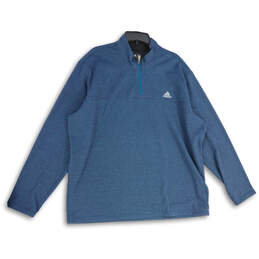 Mens Blue Mock Neck Quarter Zip Long Sleeve Pullover Sweatshirt Size 2XL