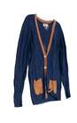 Womens Blue Long Sleeve V Neck Knitted Cardigan Sweater Size Large image number 2