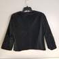Womens Black Velvet Embroidered 3/4 Sleeve Casual Jacket Size X-Large image number 2