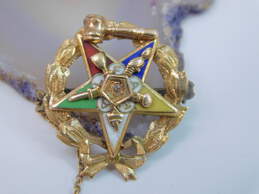 Vintage 14K Yellow Gold Enamel Masonic Star Pin 2.7g alternative image