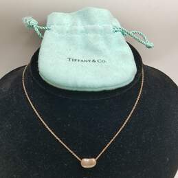 Tiffany & Co. Elsa Peretti 925 Silver Bean Pendant Necklace W/Bag/COA 3.9g