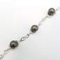 Sterling Silver F.W. Pearl Crystal Link Bracelet 13.2g image number 1