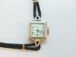 Ladies VTG Bulova 18K White Gold Case 23 Jewels Black Corded Wrist Watch 9.6g alternative image