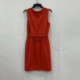 Womens Red Sleeveless V-Neck Belted Back Zip Fashionable Sheath Dress Sz 6 alternative image