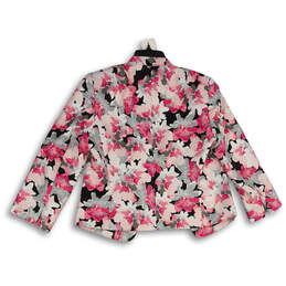 Womens Pink Black Floral Long Sleeve Open Front Jacket Size 6 alternative image