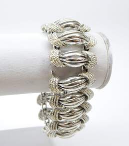 Vintage Coro Pegasus Silvertone Swirl Wide Linked Chain Bracelet For Repair alternative image