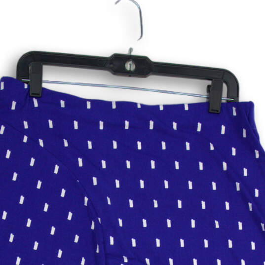 Womens Blue Printed Elastic Waist Flat Front Pull-On Midi A-Line Skirt Sz L image number 3