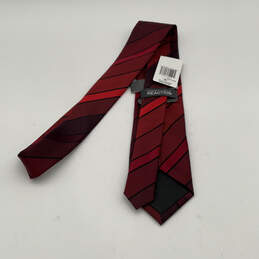 NWT Mens Red Black Vermont Striped Silk Keeper Loop Adjustable Necktie alternative image