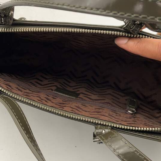 Via Spiga Womens Green Patent Leather Inner Pockets Zip Shoulder Handbag image number 5