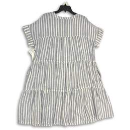 NWT Caslon Womens Blue White Striped Short Sleeve Shift Dress Size XL alternative image
