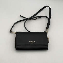 Womens Black Leather Inner Pockets Adjustable Strap Zipper Crossbody Bag