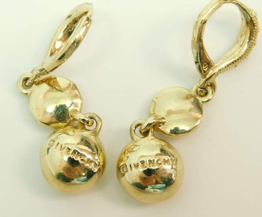 Designer Givenchy Gold Tone & Rhinestone Drop Earrings 5.9g image number 7
