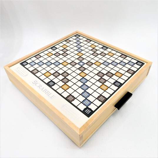 WS Game Company Scrabble Luxe Maple Edition with Rotating Solid  Wood Cabinet image number 2