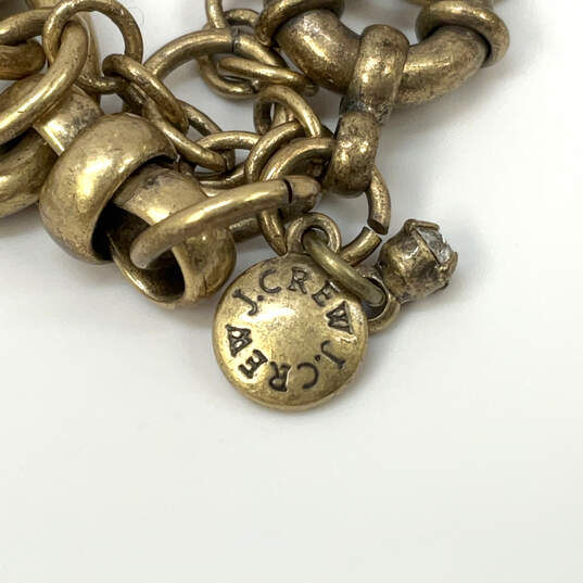 Designer J. Crew Gold-Tone Link Chain Leaf Cut Stone Statement Necklace image number 4