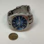 Designer Fossil Silver-Tone Blue Round Dial Chain Strap Analog Wristwatch image number 3