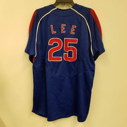 Mens Blue Chicago Cubs Derrek Lee #25 Baseball MLB Jersey Size X-Large image number 2