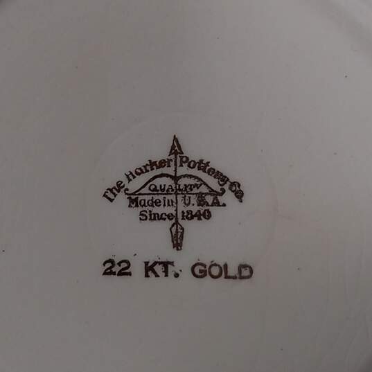 Set of 5 Vintage Harker Pottery 24 KT Gold China Saucers image number 6