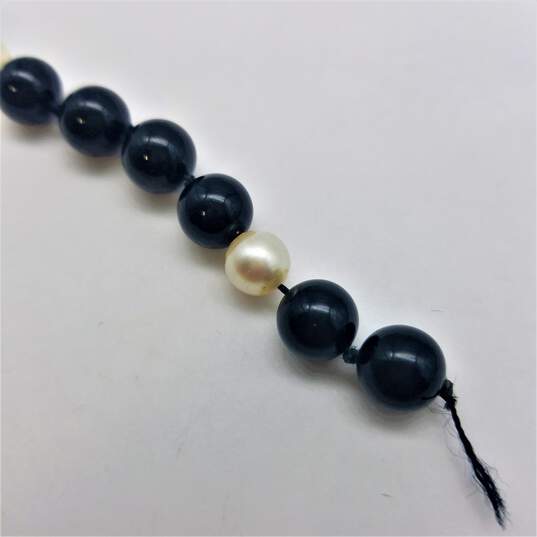 14K Gold Onyx FW Pearl Beaded Necklace 60.7g DAMAGED image number 6