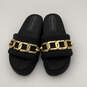 Womens Neoprene Black Chain Open Toe Slip-On Slide Sandal Size 8.5 image number 1