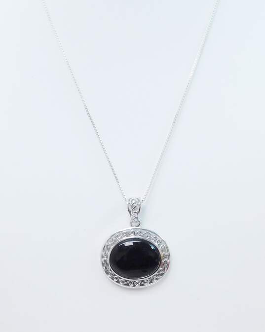 Artisan Sterling Silver Onyx Labradorite Garnet Abalone Jewelry 17.1g image number 2