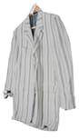 Mens White Gray Striped Long Sleeve 4 Button Blazer Size 42L image number 3