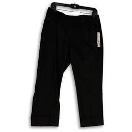 NWT Womens Black Flat Front Slash Pocket Straight Leg Cropped Pants Size 6