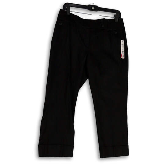 NWT Womens Black Flat Front Slash Pocket Straight Leg Cropped Pants Size 6 image number 1