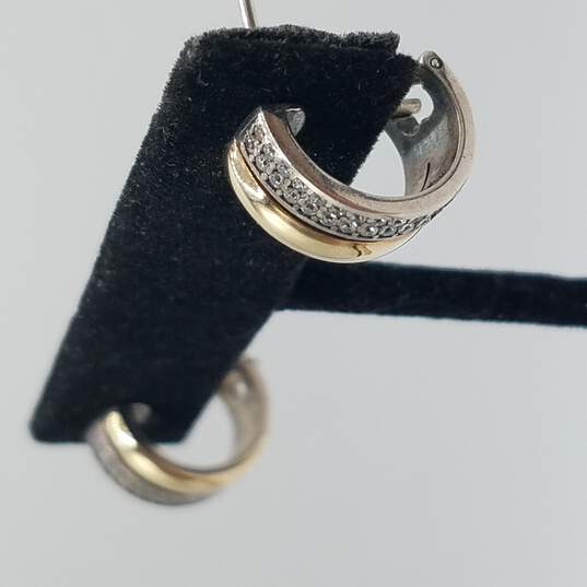 14k Gold 925 CZ Omega Back Huggie Earrings 5.8g image number 3