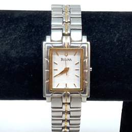 Designer Bulova C9671103 Two Tone Strap White Analog Dial Quartz Wristwatch