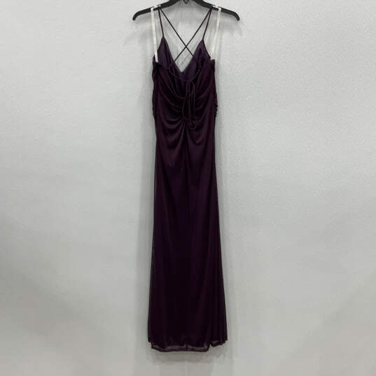 Womens Purple V-Neck Spaghetti Strap Regular Fit Back Tie Maxi Dress Size 2 image number 1