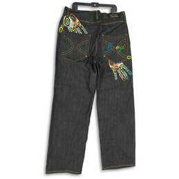 Coogi Mens Black Denim Embroidered 5-Pocket Design Wide-Leg Jeans Size 38x34 alternative image