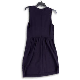 Womens Blue Sleeveless Round Neck Back Zip Fit & Flare Dress Size 6 alternative image