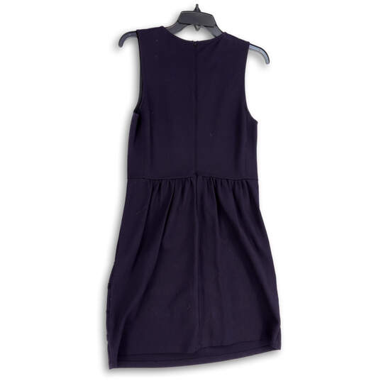 Womens Blue Sleeveless Round Neck Back Zip Fit & Flare Dress Size 6 image number 2