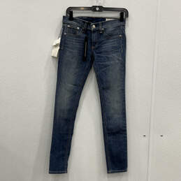 NWT Womens Blue Denim Medium Wash Low-Rise Stretch Skinny Jeans Size 26