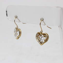 14K Yellow & White Gold Heart Earrings-1.2g alternative image