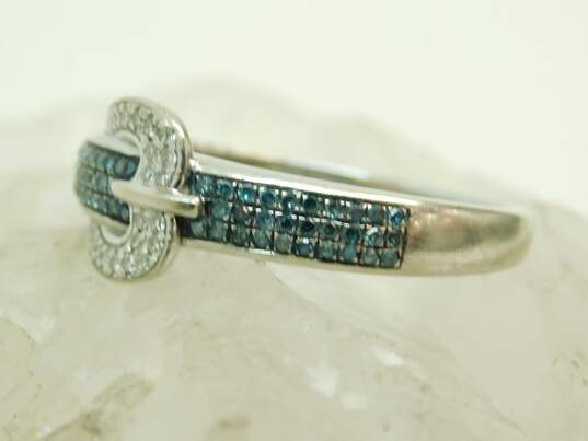 10K White Gold Diamond Accent Buckle Ring 3.0g image number 2