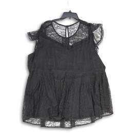 NWT Torrid Womens Black Floral Lace Flutter Sleeve Blouse Top Size 4/26 alternative image