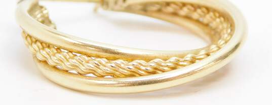 14K Gold Interlocking Smooth & Twisted Rope Hoop Single Earring 1.8g image number 3