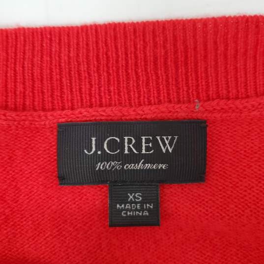 J. Crew WM's 100% Cashmere Red Crewneck Sweater Size XS image number 3