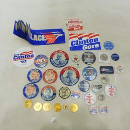 Mixed Set of Political Buttons and Advertisements