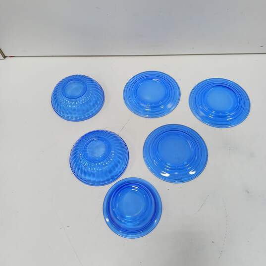 Bundle of 3 Hazel Atlas Moderntone Cobalt Blue Depression Glass Bowls & 3 Plates image number 2